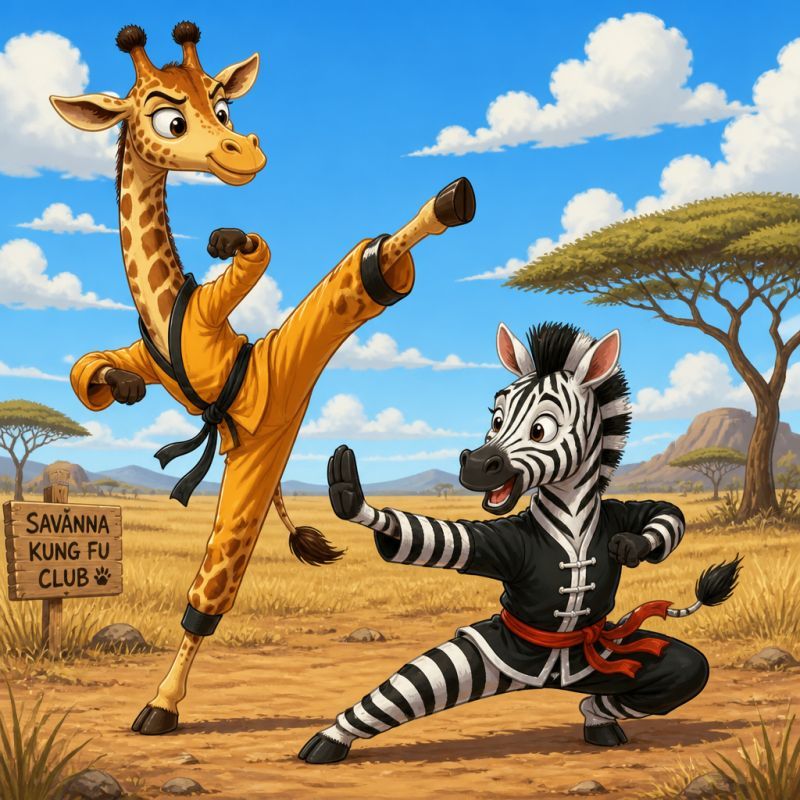 The Giraffe and Zebra Duel!